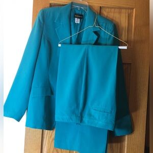 Retro Chic Turquoise Blazer and Pants Set